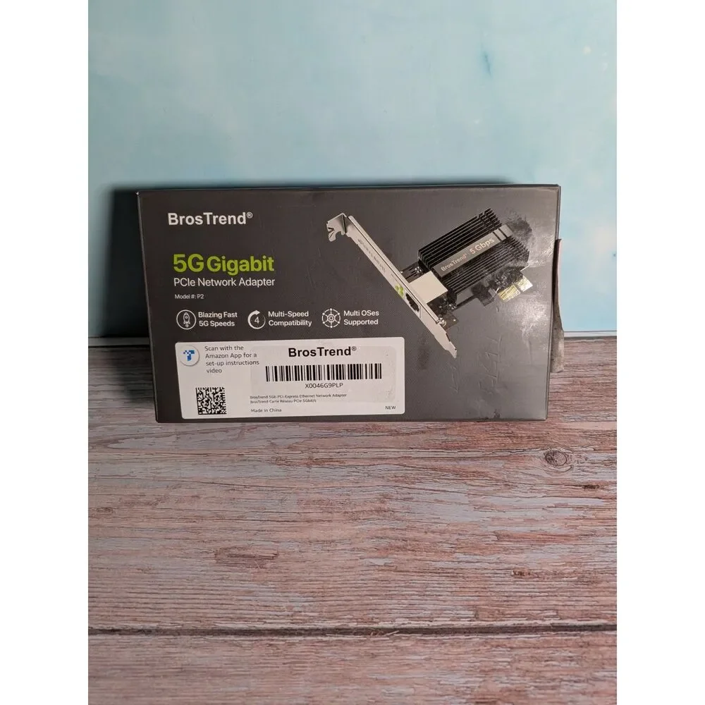 BrosTrend 5G Gigabit PCIe Network Adapter (Model P2) - Open Box Complete